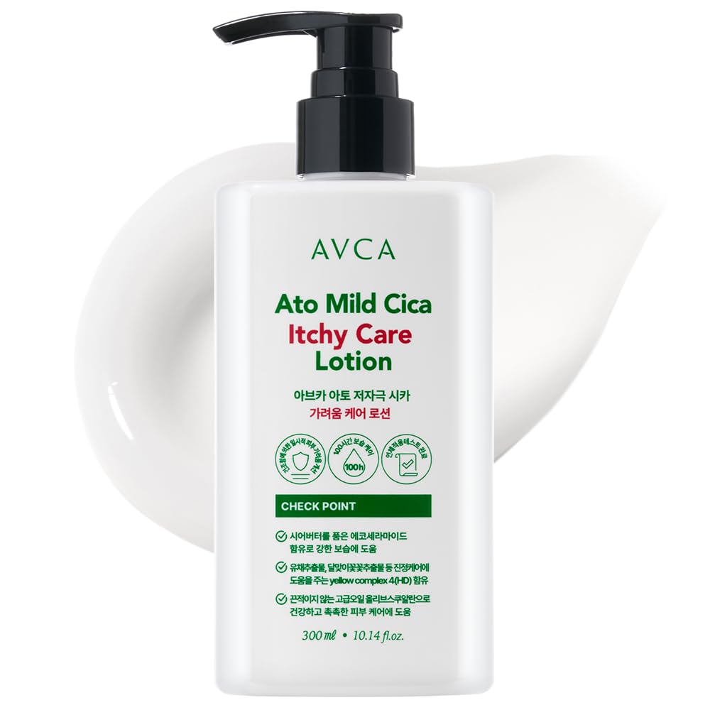 AVCA Cica Ceramide Lotion for Sensitive Itch-Prone Skin 300ml(10.14 fl. oz)– Hypoallergenic, Fragrance-Free Moisturizing Body & Face Lotion, Plant-Based, K-Beauty