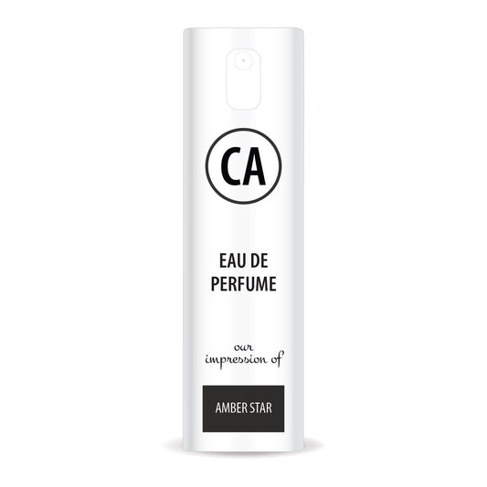 CA Perfume Impression of Amber Star Unisex Eau De Parfum Amber Woody Scent Long Lasting Unisex Fragrance Travel Size TSA Ready for Day and Night Wear 0.33 Fl Oz 10ml