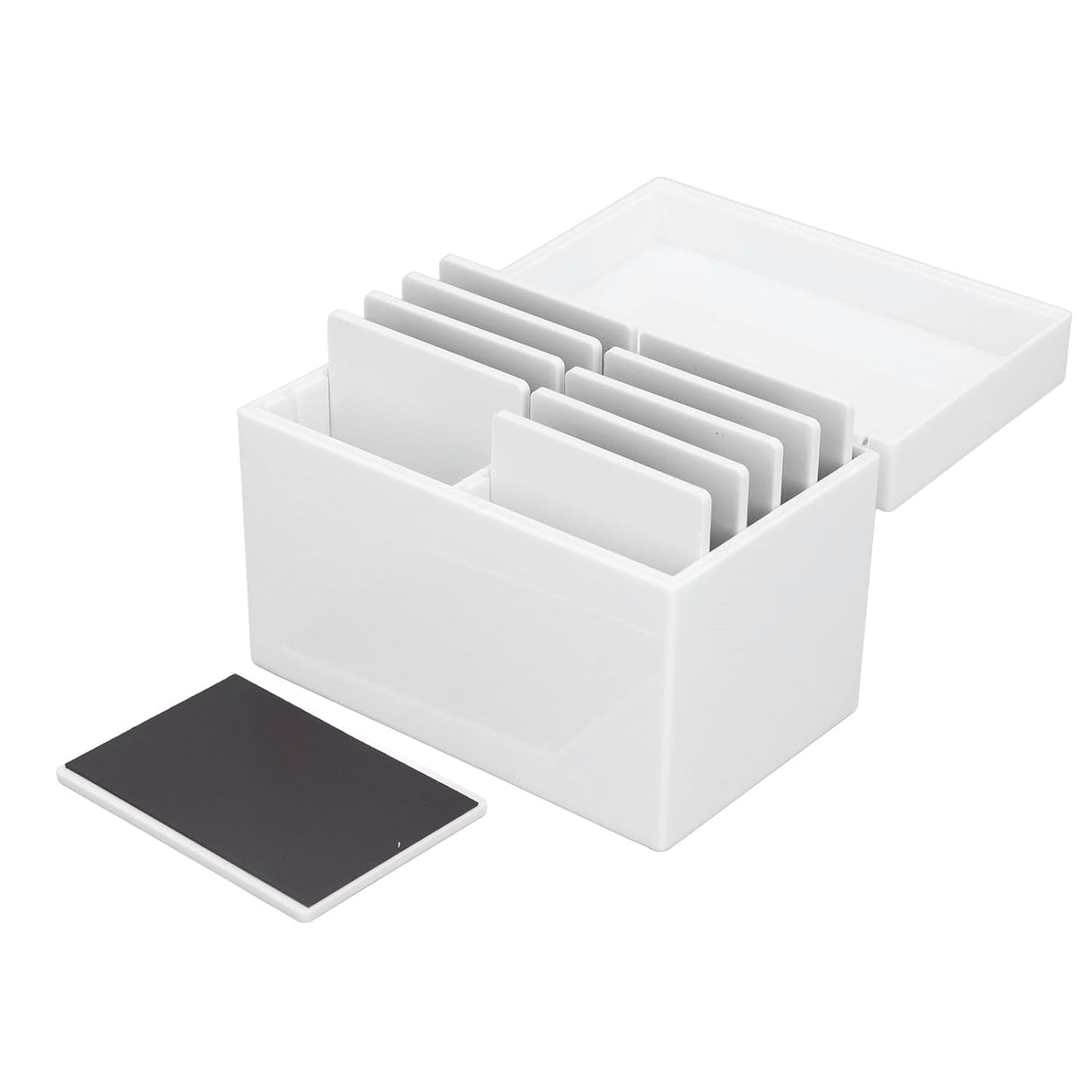 10 Layers Acrylic Eyelash Storage Box with Magnetic Bottom Extension Grafting Tool False Eyelashes Glue Pallet Holder (White)