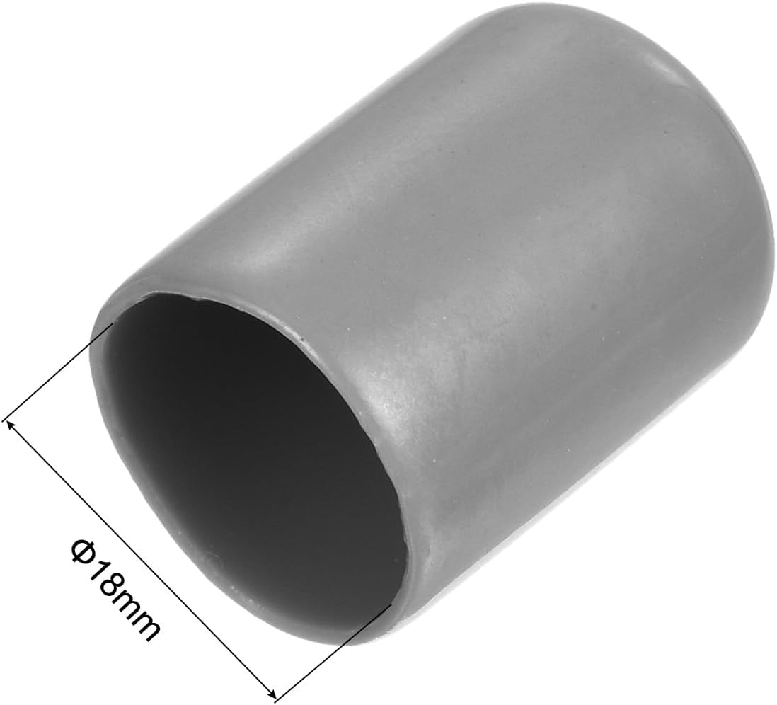uxcell 50pcs Rubber End Caps Protective Caps 18mm ID Vinyl PVC Round Tube Bolt Cap Cover Screw Thread Protectors Light Grey