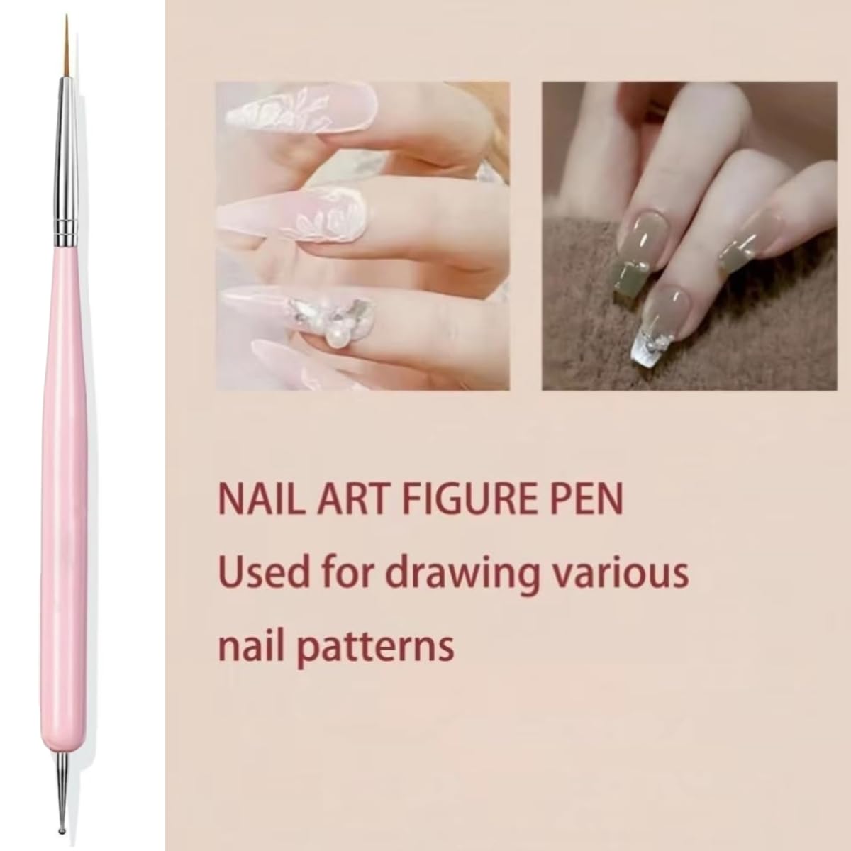 Nail Art Brushes, 6PCS Nail Design Painting Brush Sets with Nail Polish Brush Nail Liner Brush Nail Extension Gel Brush Builder Nail Gel Brush and Nail Dotting Tool for DIY Nail Art
