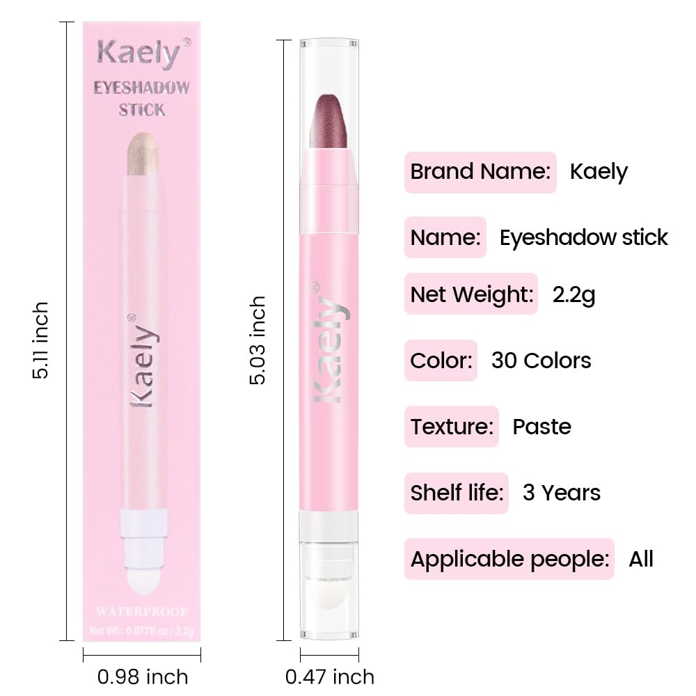 evpct 1Pcs Orchid Shimmer Cream Eye Shadow Brightener Sticks for Eyes Waterproof Pigmented, Double Ended Cream Eyeshadow Stick Pencil Pen with Applicator, Eye Shadow Palette Highlighter Makeup 26