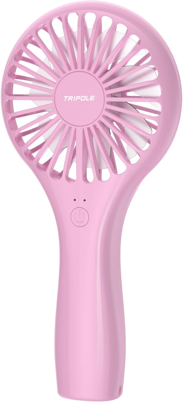 TriPole Handheld Mini Fan Battery Operated Small Personal Portable Fan Speed Adjustable USB Rechargeable Fans for Kids Girls Women Men Home Office Indoor Outdoor Travelling, Pink