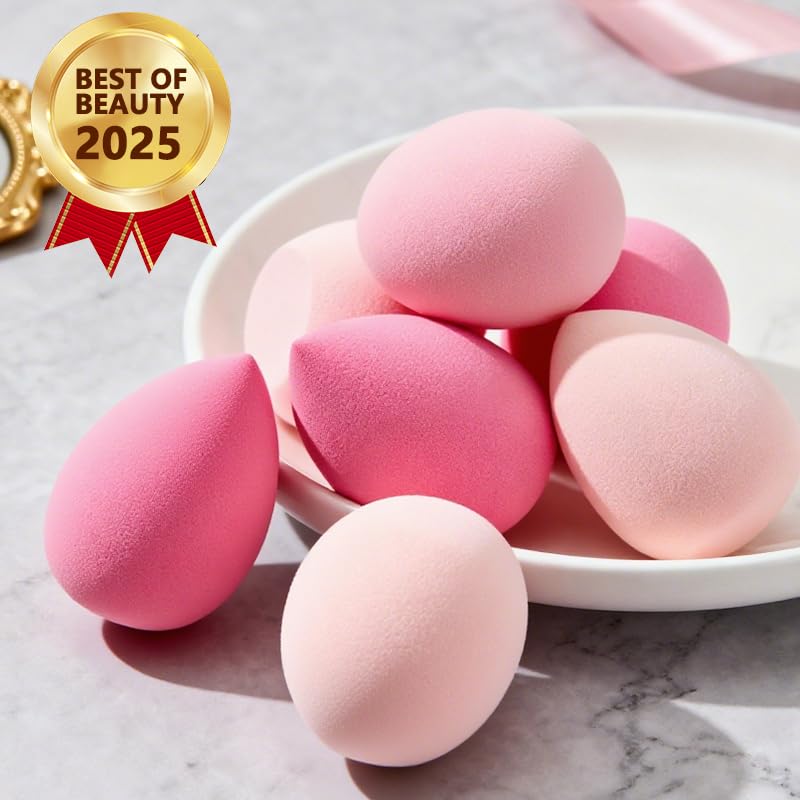 6Pcs Pink Makeup Sponge Set 6– Beauty Blender for Foundation, Concealer, Powder & Cream – Soft, Latex-Free Cosmetic Applicators