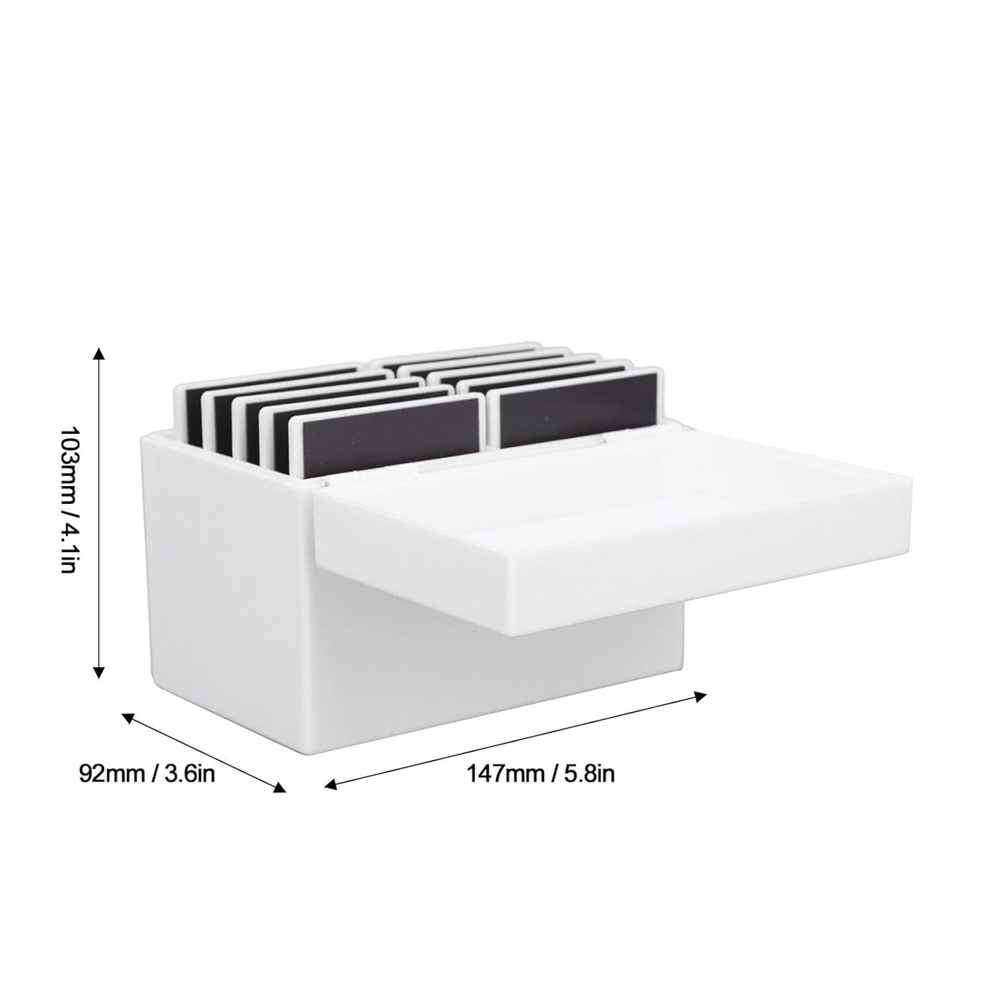 10 Layers Acrylic Eyelash Storage Box, Eyelash Holder Extension Tool with Magnetic Bottom, Makeup Organizer False Eyelashes Glue Pallet Holder, Grafting Eyelash Extension (White)