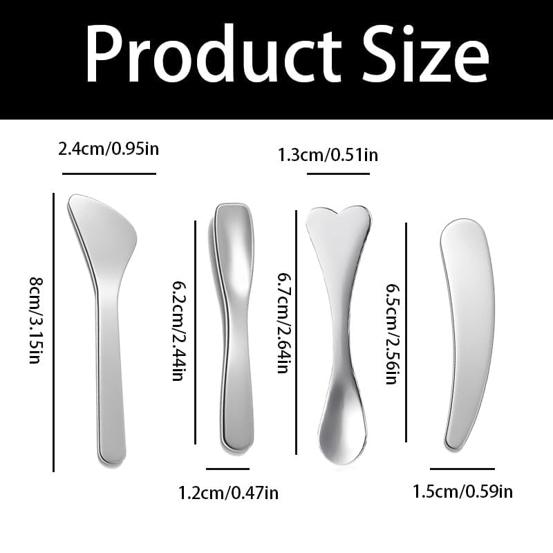 8Pcs Mini Stainless Steel Cosmetic Beauty Spatulas,Skincare Spatulas,Small Makeup Spatula, Makeup Cream Spoon,Mini Beauty Heart Spoons for Mixing and Sampling Masks Skin Care Creams Eye Cream