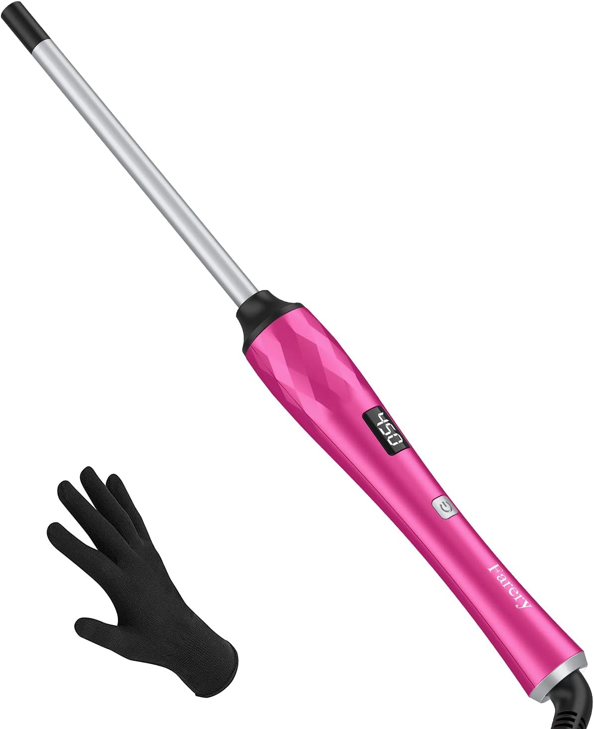 FARERY Small Curling Wand, 3/8 Inch Curling Iron for Short & Long Hair, Ceramic Small Barrel Curling Iron with Argan Oil & Keratin Infused, 30s Fast Heat Up, 12 Adjustable Temperature, Glove Included