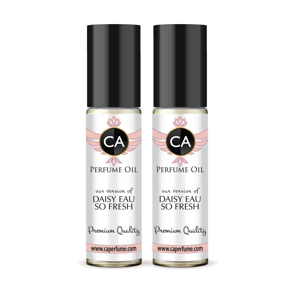 CA Perfume Impression of Daisy Eau So Fresh for Women Eau De Parfum Floral Fruity Scent Long Lasting Perfumes for Women Travel Size TSA Ready for Day and Night Wear 0.33 Fl Oz 10ml (Pack of 2)