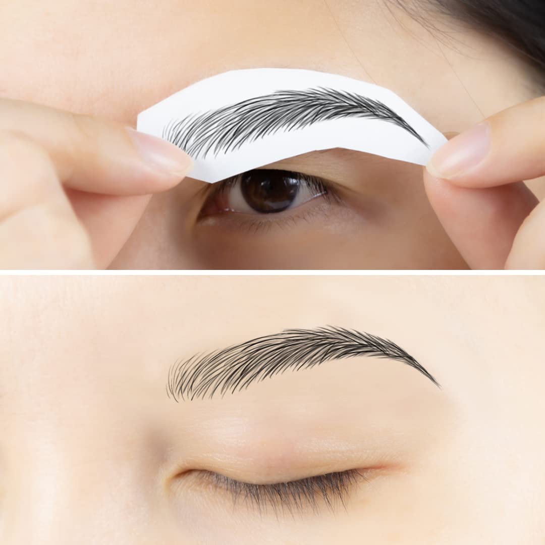 Bliss and Beyond USA, 2 sheets eyebrow tattoo waterproof sticker, Long Lasting, Natural Looking Fake Eyebrow for Alopecia, Chemo, Cancer gift. Same Size eyebrow tattoos (Natural Miami, Black)