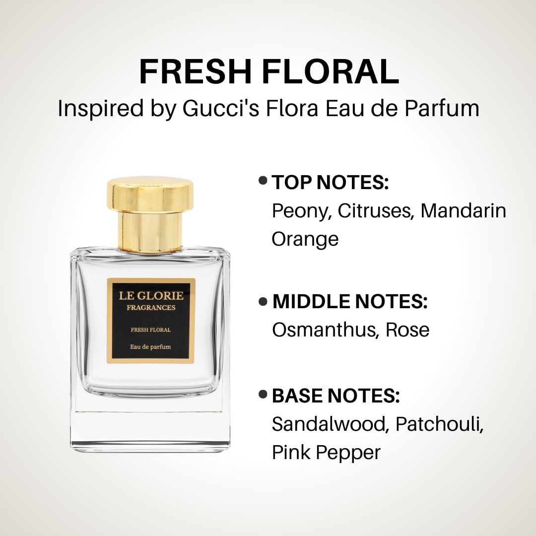 Inspired by Gucc* Flora Eau de Parfum, Fresh Floral EDP, Long Lasting 12-14 Hours Perfume Spray for Women, All Skin Types, Cruelty Free - 0.33 oz 10ml