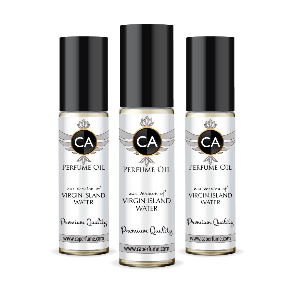 CA Perfume Impression of Virgin Island Water Unisex Eau De Parfum Citrus Scent Long Lasting Unisex Fragrance Travel Size TSA Ready for Day and Night Wear 0.33 Fl Oz 10ml (Pack of 3)