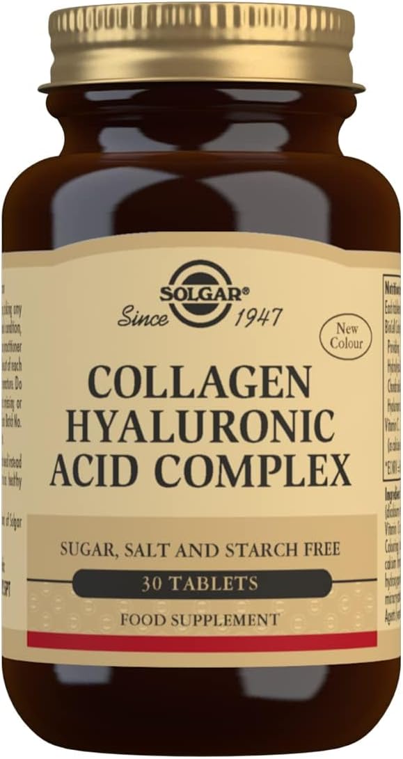 Solgar Collagen Hyaluronic Acid Complex, 30 Tablets - Hydrolyzed Collagen Type 2 - Helps with Fine Lines & Wrinkles - Boosts Skin Collagen & Elasticity - Non-GMO, Gluten & Dairy Free - 30 Servings