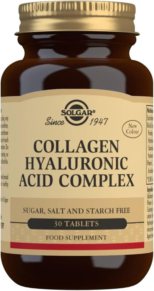 Solgar Collagen Hyaluronic Acid Complex, 30 Tablets - Hydrolyzed Collagen Type 2 - Helps with Fine Lines & Wrinkles - Boosts Skin Collagen & Elasticity - Non-GMO, Gluten & Dairy Free - 30 Servings