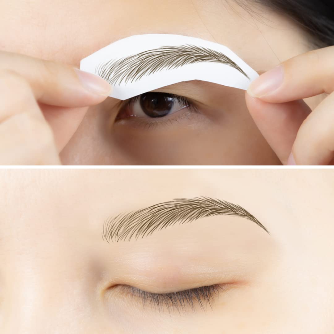 Bliss and Beyond USA 2 Sheets Long Lasting Natural Looking Eyebrow Tattoo Stickers for Alopecia, Chemo, Cancer Gift - Waterproof, Same Size (Natural Miami, Light Brown)