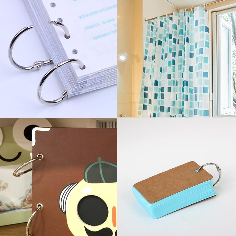 Loose Leaf Binder Rings Inner Dia: 1 inch(25.5mm) 100pcs Metal Silver Book Binder Rings Paper Rings Clips Key Rings Index Cards Rings Great for Home School Office