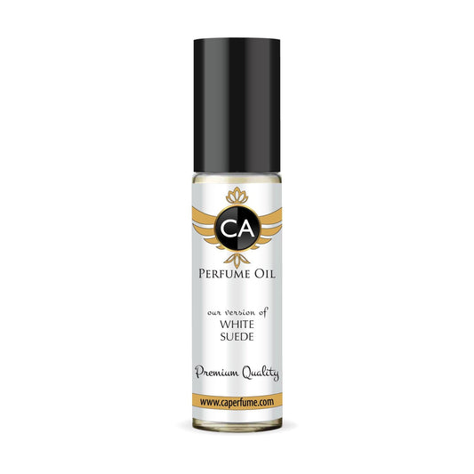 CA Perfume Impression of White Suede for Women Eau De Parfum Floral Woody Musk Scent Long Lasting Perfumes for Women Travel Size TSA Ready for Day and Night Wear 0.33 Fl Oz 10ml
