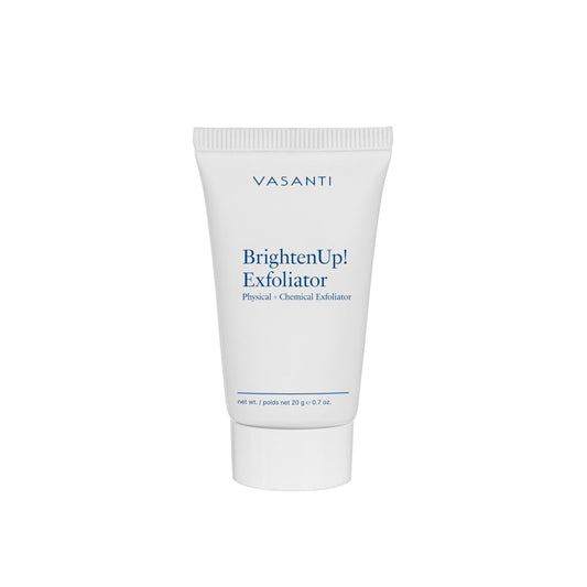 VASANTI BrightenUp! Exfoliator - Enzymatic Face Rejuvenator (20g) - Gentle Scrub Brightens Exfoliates Cleanses Skin Paraben Free Vegan Friendly Skincare