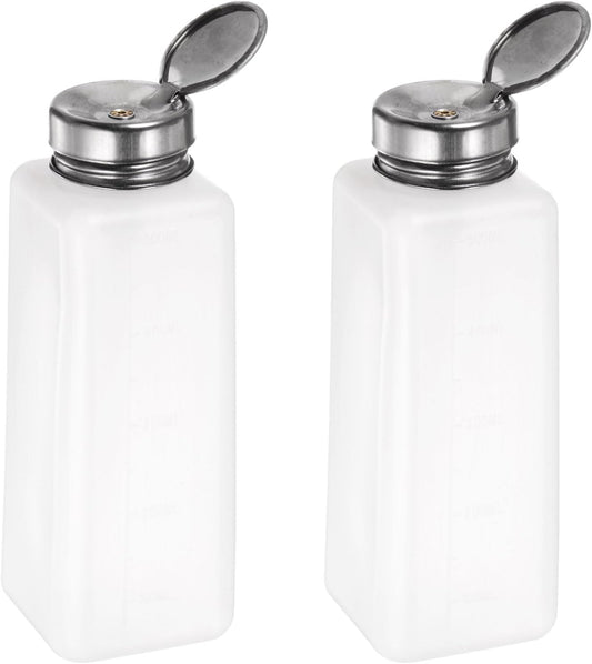 uxcell 2 Pcs Alcohol Liquid Press Pumping Dispenser 500ML Nail Polish Remover Empty Bottle White