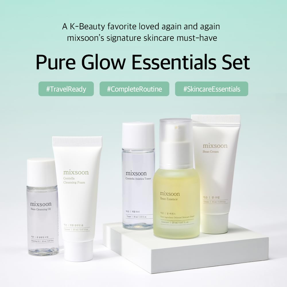 mixsoon Pure Glow Essentials Set, 5-Step Skincare Kit, Gentle & Hydrating, For All Skin Types, 5 Items Korean Glass Skin Care 29.57 Fl. Oz.
