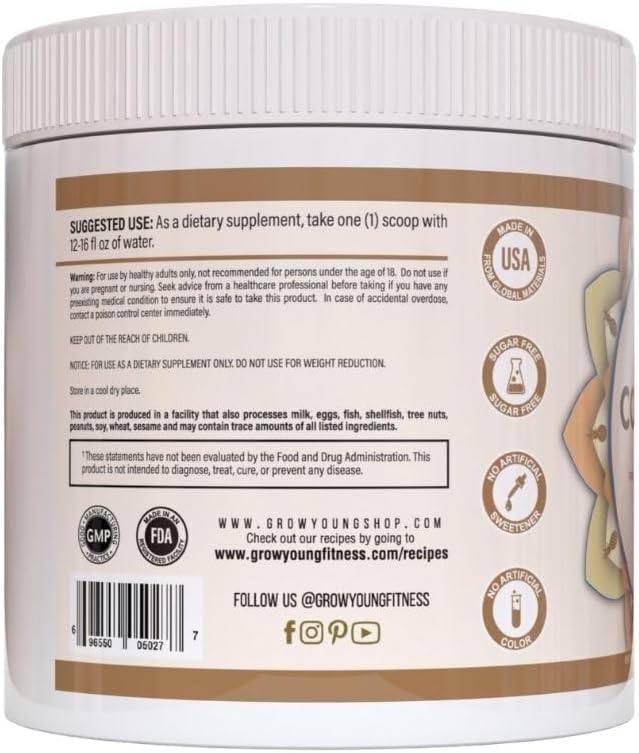 Grow Young Fitness Collagen Protein - Milk Chocolate, Promotes Skin, Bones, Joints, Weight Loss, Sugar Free (12.41 oz) (1 Pack, 20 Servings)