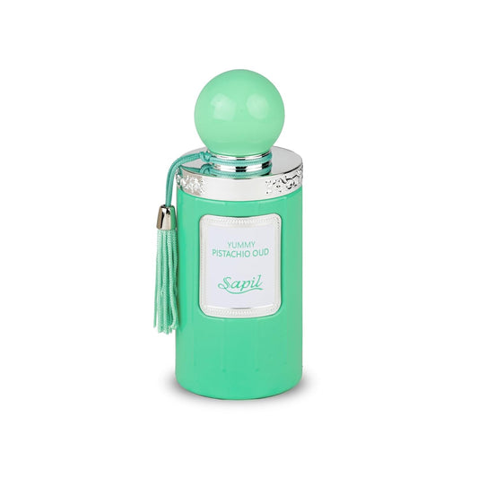 Sapil Yummy Pistachio Oud Unisex Eau De Parfum - Long-Lasting Arabic Perfume with Creamy Hazelnut, Vanilla & Woody Floral Notes - Sweet Dubai Gourmand Fragrance for Men & Women - 3.38 oz