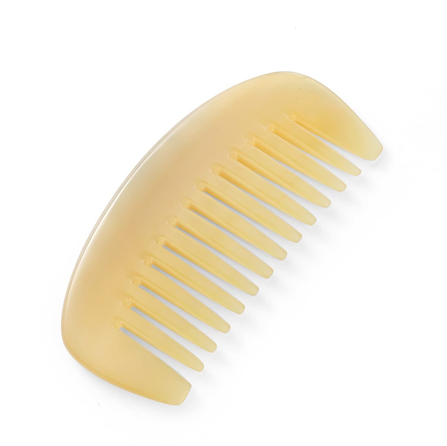 Wide Tooth Premium Quality 100% Handmade Anti Static Natural Sheep Horn Comb - Professional Detangling Massage Comb (Semicircle STY2)