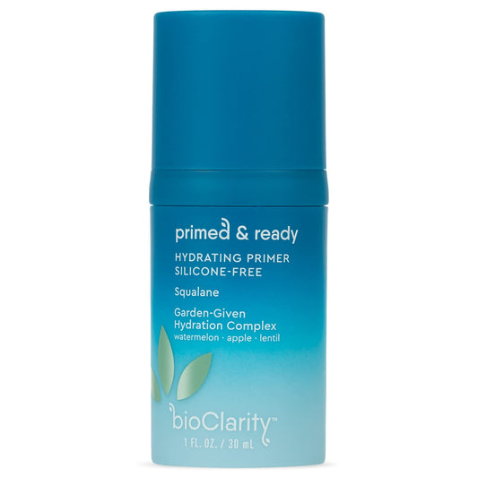 BioClarity Silicone-Free Moisturizing Primer, 100% Vegan, Non-Toxic, Doubles as Everyday Moisturizer, With Squalane, Vitamin E, Lentil & Watermelon, Lightweight Hydrating Formula, 1 fl. oz.