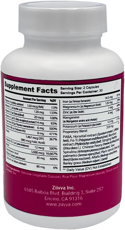 Hair Vitamins for Women - All Natural Vegan Biotin 5000 Mcg Capsules - Hair Supplements for Growth & Thickness - Promote Healthier Hair, Skin, Nails - Hair Growth Supplement Formula