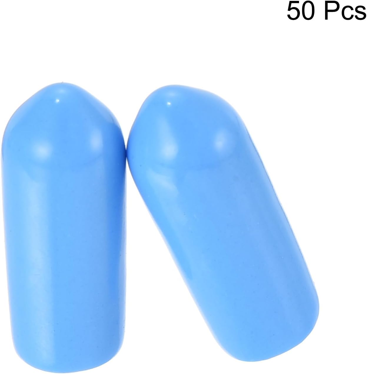 uxcell 50Pcs Rubber End Caps 5mm(3/16 inch) ID Vinyl PVC Round Tube Bolt Cap Cover Screw Thread Protectors Light Blue