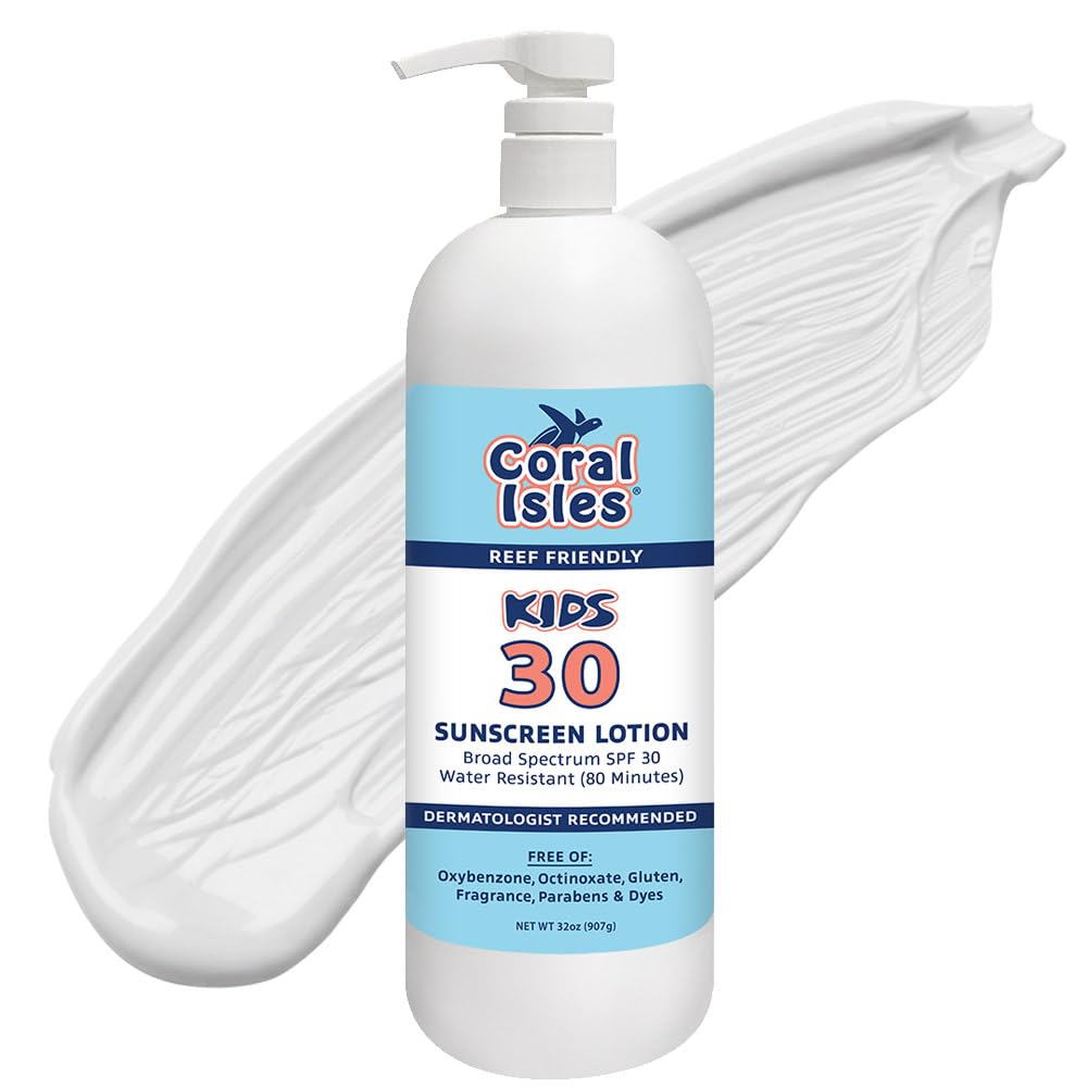 Coral Isles by Rocky Mountain Sunscreen | SPF 30 Lotion | Broad Spectrum UVA/UVB Protection | Hawaii Reef-Safe Act Compliant | Oxybenzone & Octinoxate Free | Water Resistant 80 Min. | 32 Fl Oz