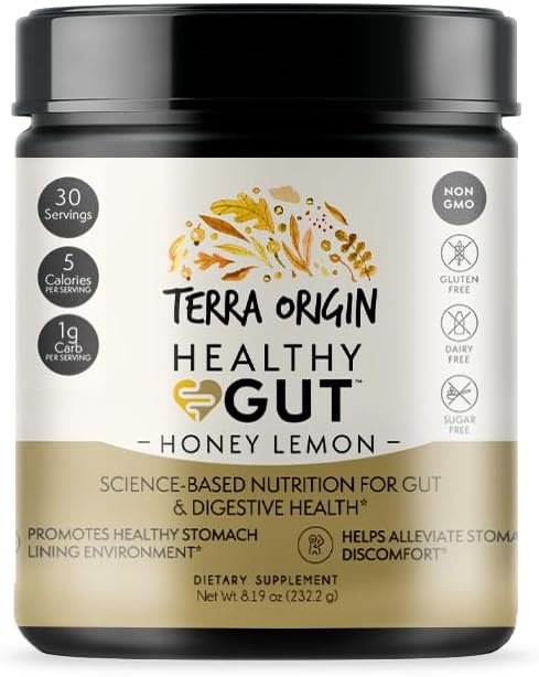 TERRA ORIGIN Healthy Gut Powder (Honey Lemon) 30-Servings with