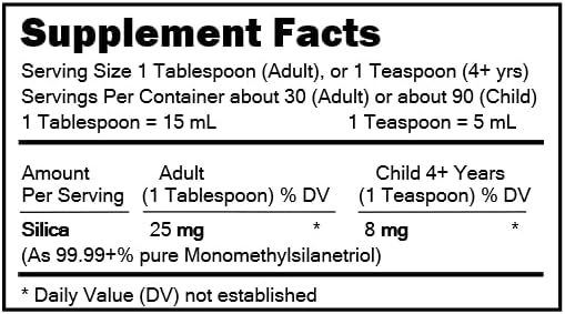 MediSILICA Collagen Booster Water-Soluble Silica Nutritional Supplement - 250 mL (8.45 Fl Oz) in Amber BPA-Free Plastic Bottle