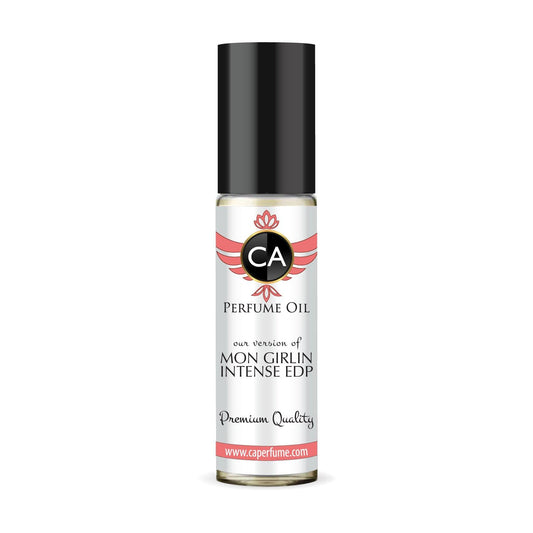 CA Perfume Impression of Mon Girlin Intense Edp for Women Fragrance Oil Amber Woody Scent Long Lasting Perfumes for Women Travel Size TSA Ready Mini Parfum Body Oil Roll-on 0.33 Fl Oz 10ml