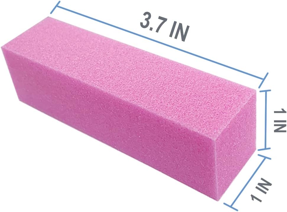 10 Pcs Nail Buffer Block for Acrylic and Natural Nails, 4 Sided Sanding Buffers for Gel Nails Fingernail Shine Buffing Filer Set, Professional Manicure Polisher Buffer Bulk Medium Grit (Pink)