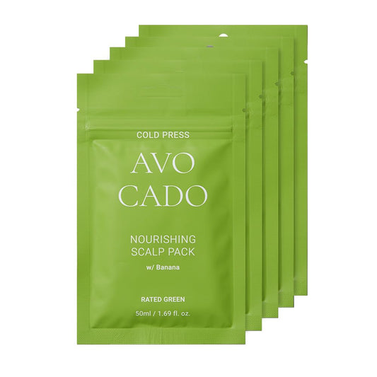 "RATED GREEN Cold Brew Avocado Nourishing Scalp Pack w/Banana, 1.69 Fl. Oz Deep Conditioning, Hydrating Hair Mask for Dry Damaged Hair, Pack of 5"
