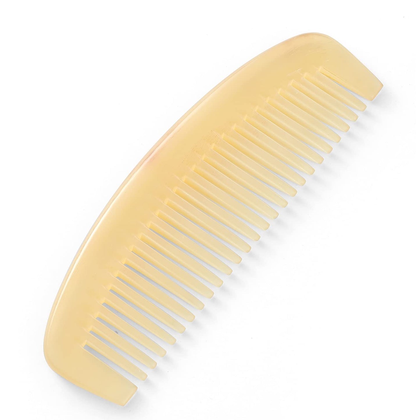 Premium Quality 100% Handmade Anti Static Natural Sheep Horn Comb - Professional Detangling Massage Comb (Wide Tooth)