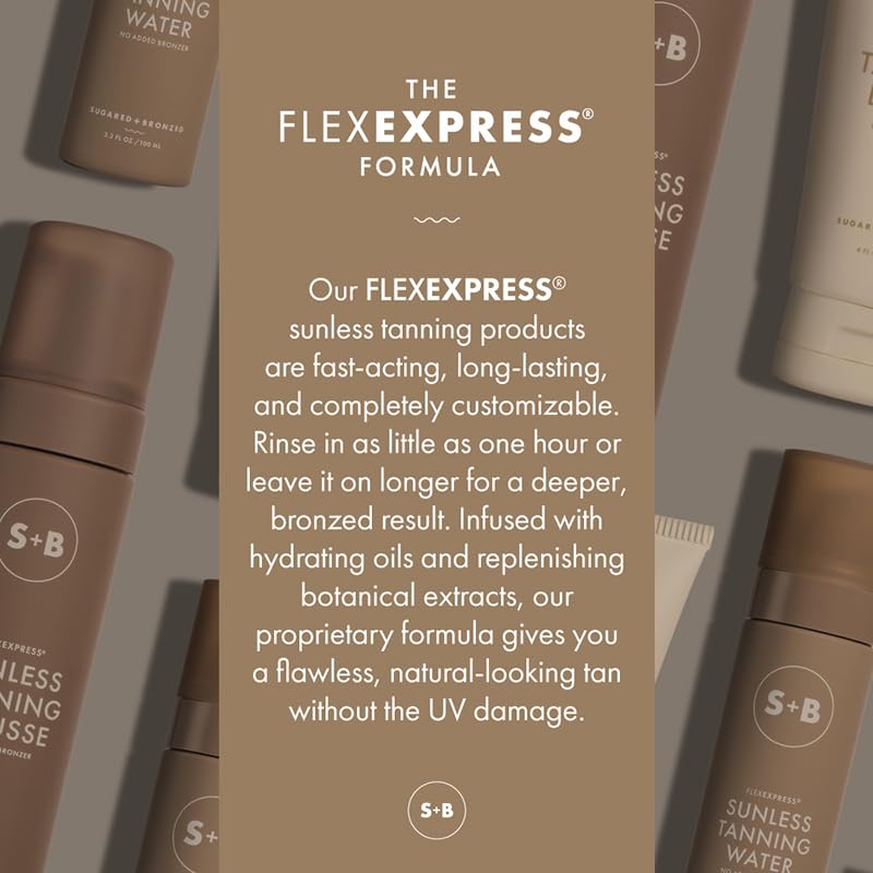 SUGARED + BRONZED Sunless Tanning Water - No Added Bronzer, FlexExpress® Formula, Self-Tanner for Face & Body, Lightweight, Hydrating, Clean Ingredients, Long-Lasting, Suits All Skin Types (4 Fl Oz)