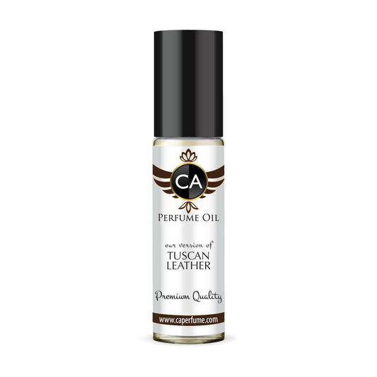 CA Perfume Impression of Tuscan Leather for Men Eau De Parfum Leather Scent Long Lasting Cologne for Men Travel Size TSA Ready for Day and Night Wear 0.33 Fl Oz 10ml