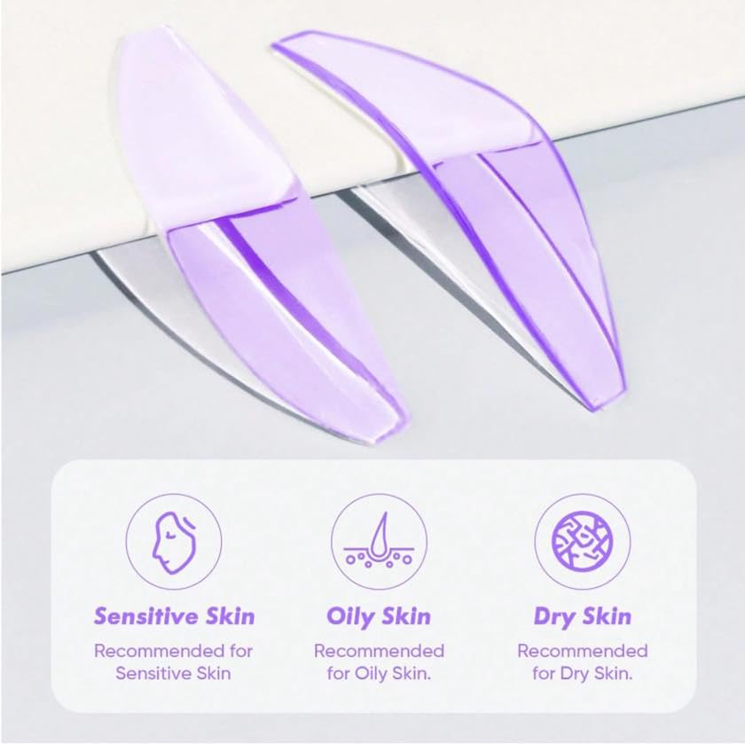 Lash Lift Shields Flat, Lomansa Korean Lash Lift Pads Super Sticky Glueless For NO.1 Perm Soften Lash Lift Rods (Purple)