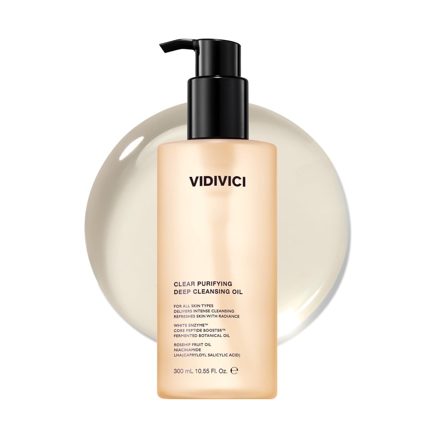 VIDIVICI Clear Purifying Deep Cleansing Oil 10.14 fl.oz | Gentle Makeup Remover for All Skin Types,Removes Waterproof Makeup with LHA,fermented camellia seed oil&rosehip seed oil,Korean skin care