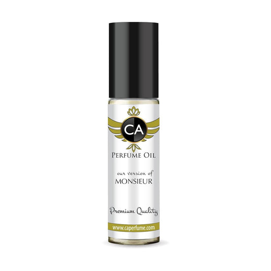 CA Perfume Impression of Monsieur for Men Fragrance Oil Oriental Vanilla Scent Long Lasting Cologne for Men Travel Size TSA Ready Mini Parfum Body Oil Roll-on 0.33 Fl Oz 10ml