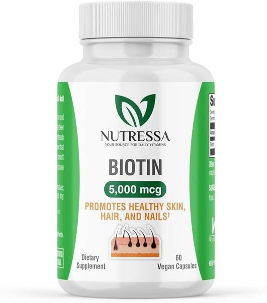 Nutressa® - Biotin 5,000 mcg Veg Caps, 50 Count (Pack of 1)
