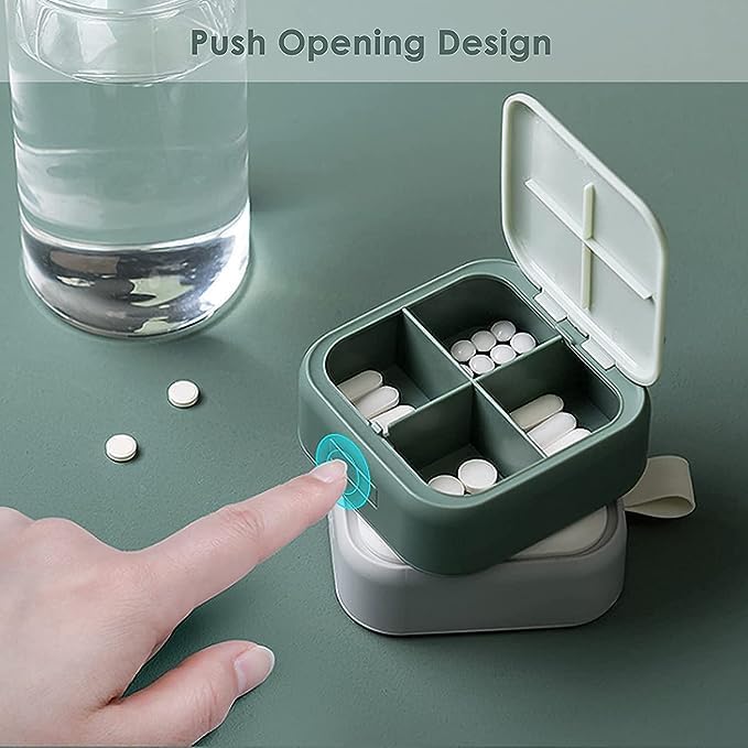 Trunature Healthy Skin Verisol Collagen, 240 Capsules Bundle Pill Oragnizer, Small Cute Pill Container for Medicine, Vitamins, Green