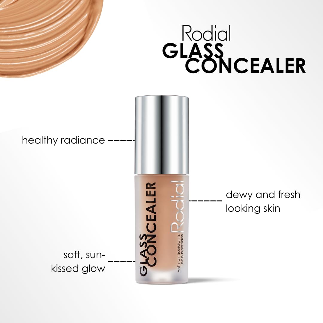 Rodial Glass Concealer Shade 4 - Luminous, Full-Coverage Cream with Peptides and Antioxidants for Flawless Skin, 0.1 fl. oz.