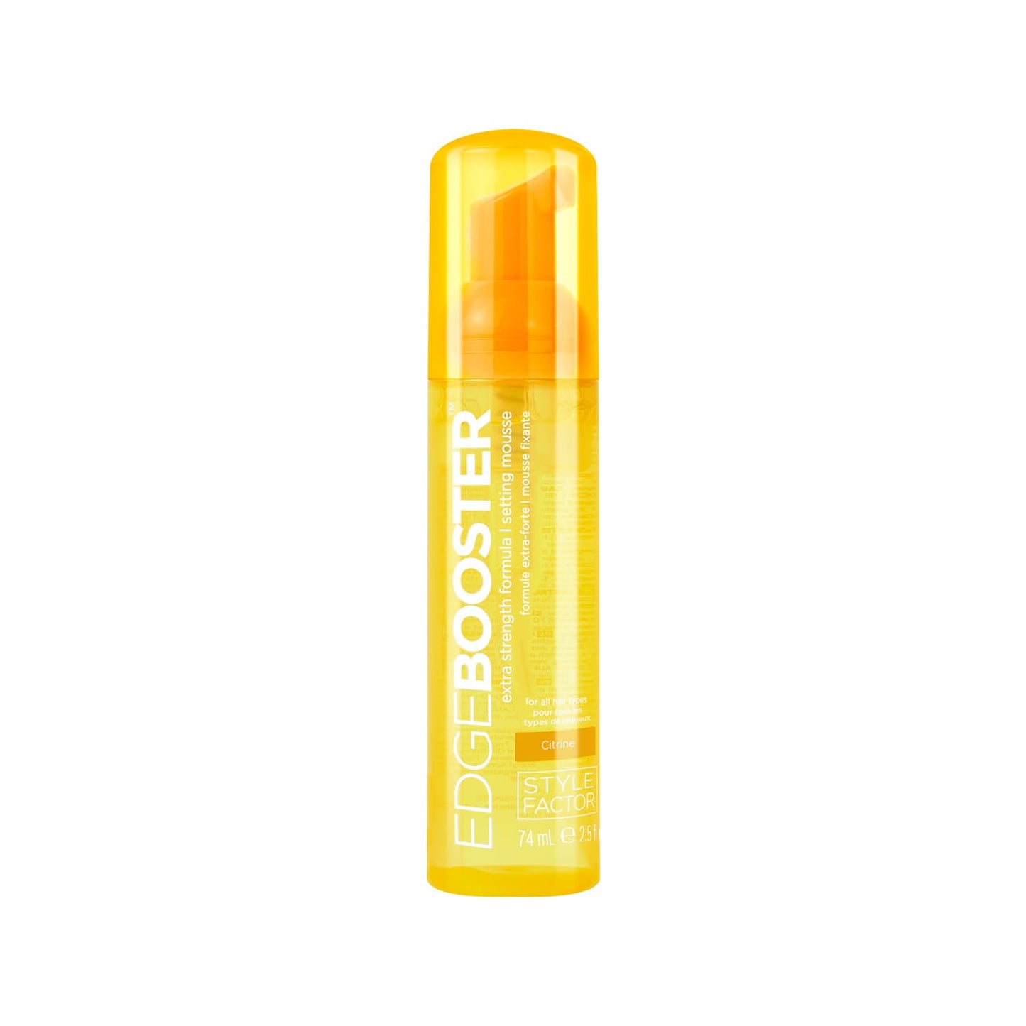 Style Factor EDGE BOOSTER Extra Strength Setting Mousse Travel Size – Frizz Control, Extra Volume, and Conditioning – 2.5oz Citrine Mousse for Curly Hair