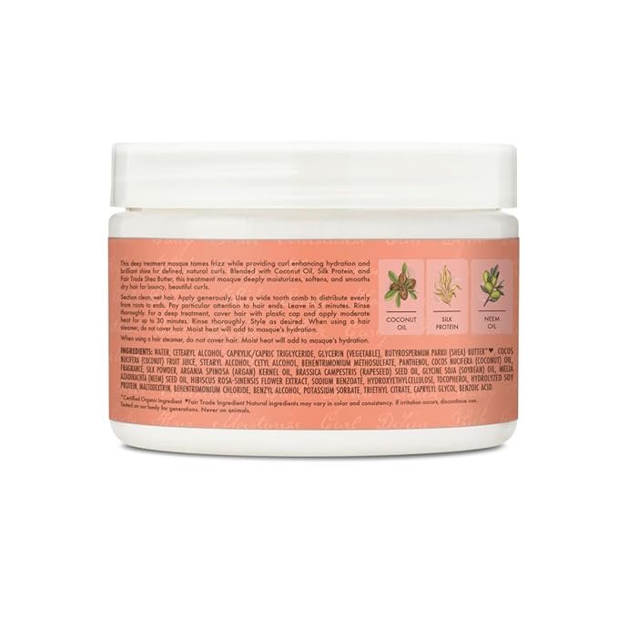 SheaMoisture Hair Mask Coconut & Hibiscus for Dry Curls Hair Mask with Shea Butter 11.5 oz