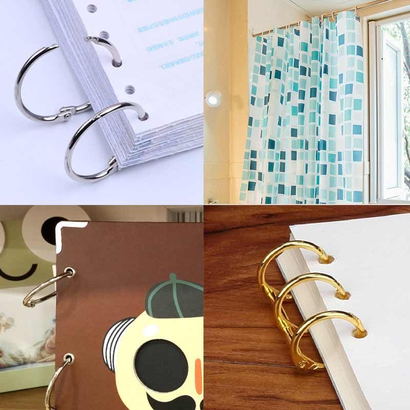 Loose Leaf Binder Rings Inner Dia: 0.65 inch(16mm) 100pcs Metal Golden Book Binder Rings Paper Rings Clips Key Rings Index Cards Rings Great for Home School Office