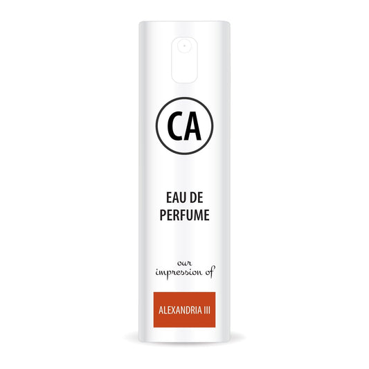 CA Perfume Impression of Alexandria III Unisex Eau De Parfum Amber Floral Scent Long Lasting Unisex Fragrance Travel Size TSA Ready for Day and Night Wear 0.33 Fl Oz 10ml