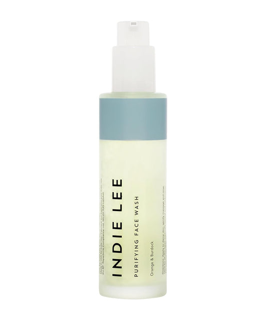 Indie Lee Purifying Face Wash - Hydrating Facial Cleanser + Makeup Remover - With Orange, Lavender, Burdock + Jasmine - Foam Face Wash for All Skin Types (125ml)