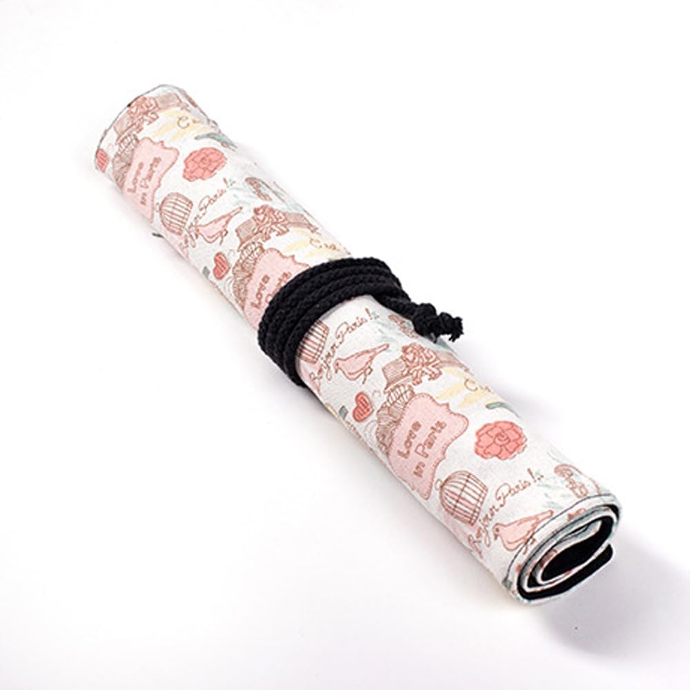 Funny live Paint Brush Holder Art Supplies, Artist Brush Holder & Art Supply Storage Organizer Roll-Up Case Bag, Protect Acrylic Oil Watercolor Paintbrushes (Paris Tower-20 Slot Pockets)